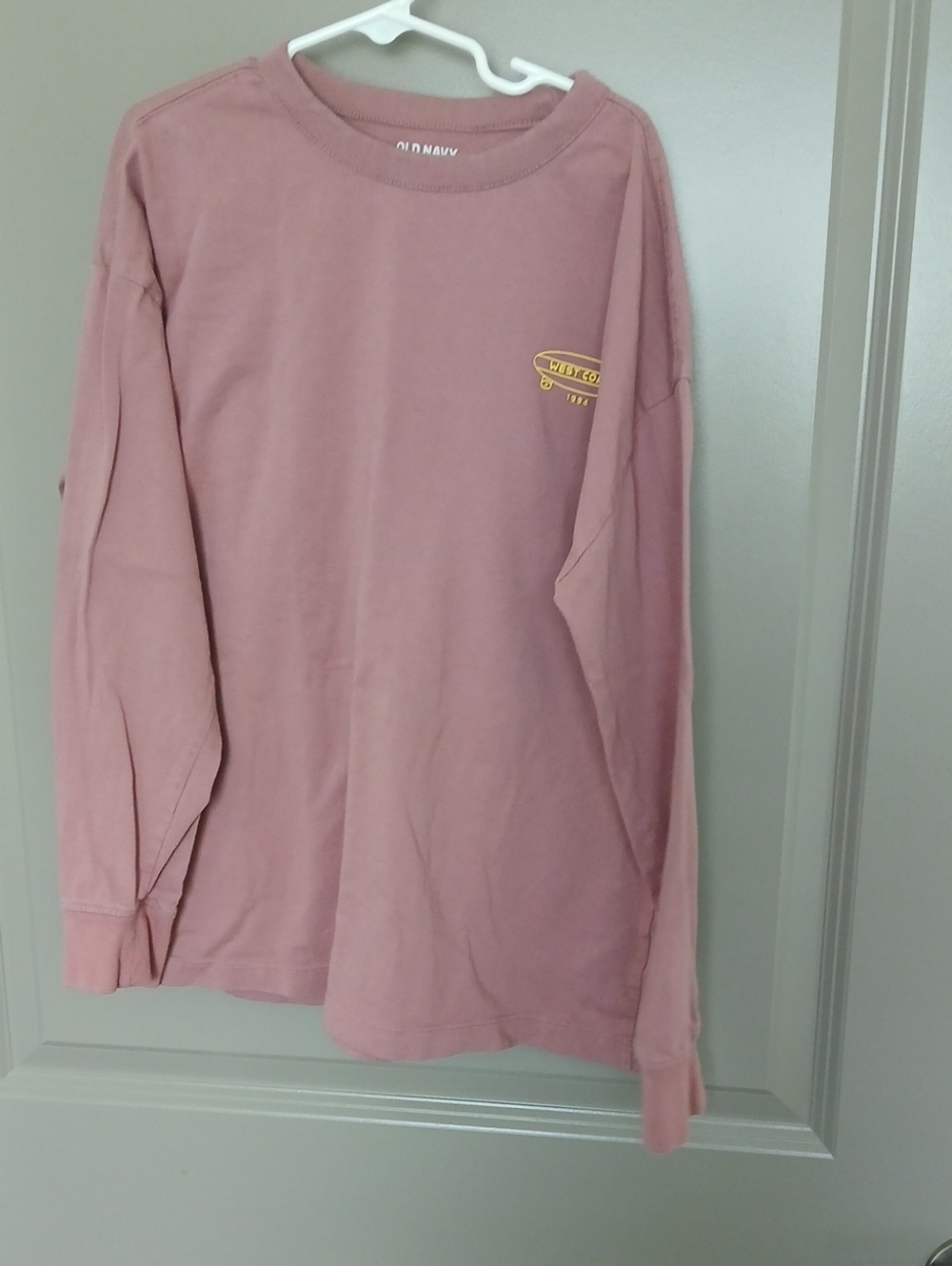 Old Navy Dusty Rose Long Sleeve Tee with Yellow Chest Logo